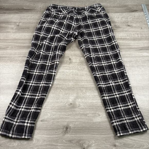 Free People Womens Size 8 Linen Look Cotton Mid Rise Straight Trouser Pant Plaid - Picture 16 of 16